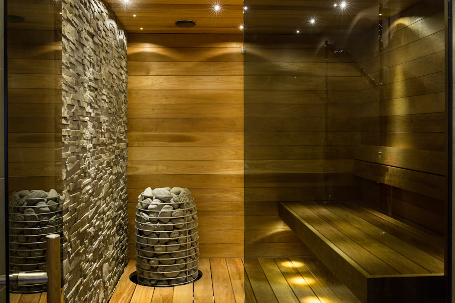 Ahşap sauna ve taş ocağı